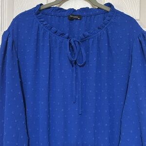 Blue dress with pleated skirt